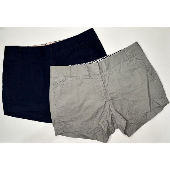 J Crew Womens Shorts Lot of 2 Size 4 Chino 100% Cotton, Navy & Gray - Picture 1 of 4
